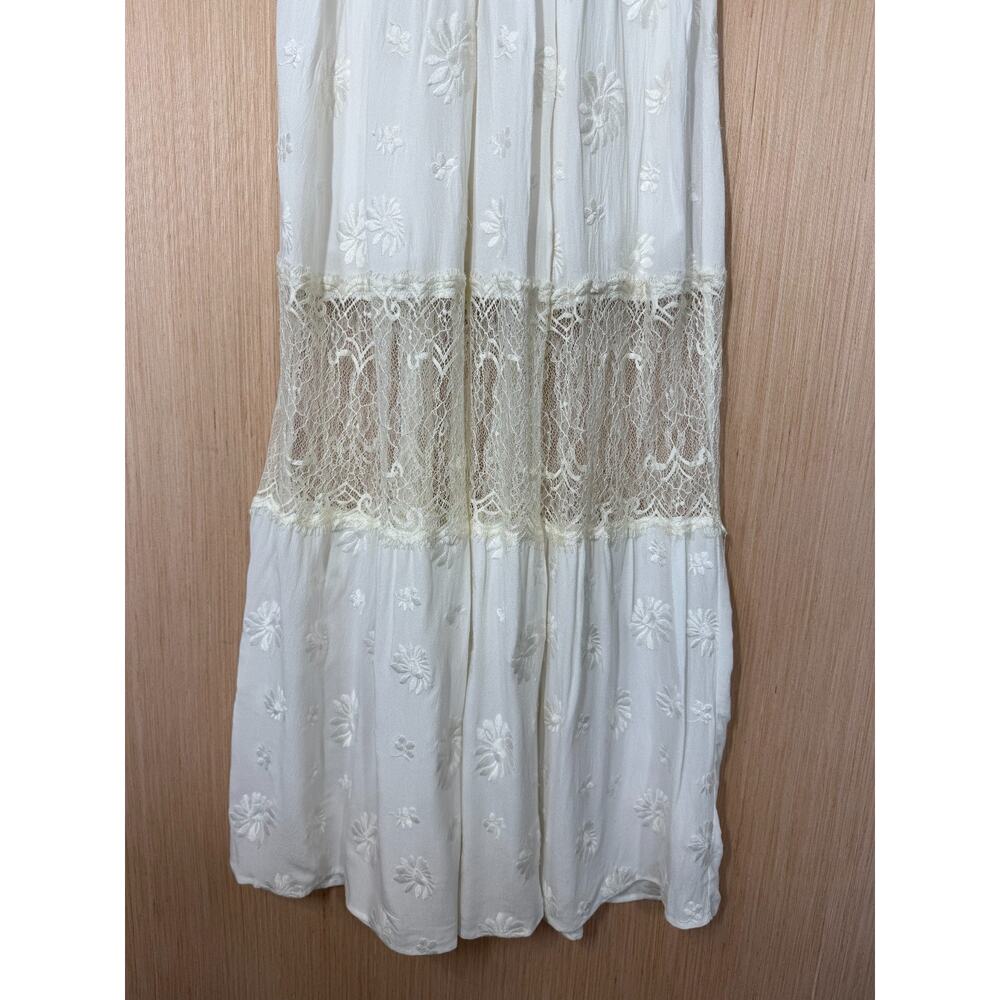 Willow & Clay Lace Babydoll Maxi Dress Womens Size Small Ivory Bohemian Romantic - Picture 3 of 13